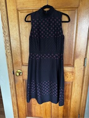 Who What Wear Sleeveless Black Dress with Plum Polka Dots
